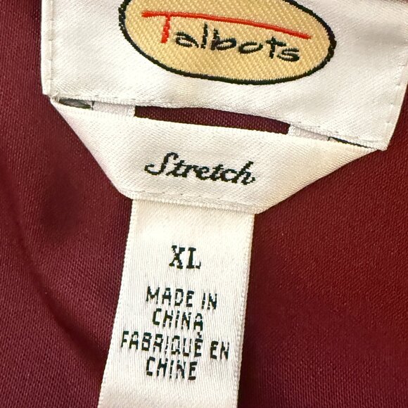 Talbots Long Sleeve Button Up Stretch Burgandy Faux Suede -Horse Bits in Design - Picture 2 of 7